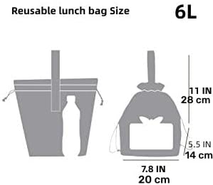 Reusable Drawstring Lunch Bag,Insulated Handbag Tote bag with Handle,Lunch Sackand Drawstring Closure for Women Work Picnic or Travel(Colored