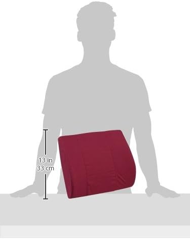 DMI Lumbar Support Pillow for Chair to Assist with Back Support with Removable Washable Cover to Ease Lower Back Pain while Improving Posture, 14 x 13 x 5, Contoured Foam, Premium,Burgundy