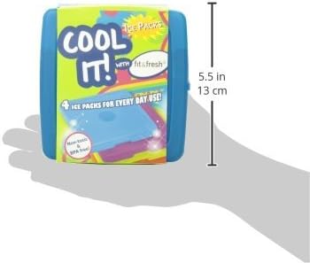 Cool Coolers by Fit & Fresh Slim Ice Packs,Quick Freeze Space Saving Reusable Ice Packs for Lunch Boxes or Coolers,Multi Colored,(Pack of 48)