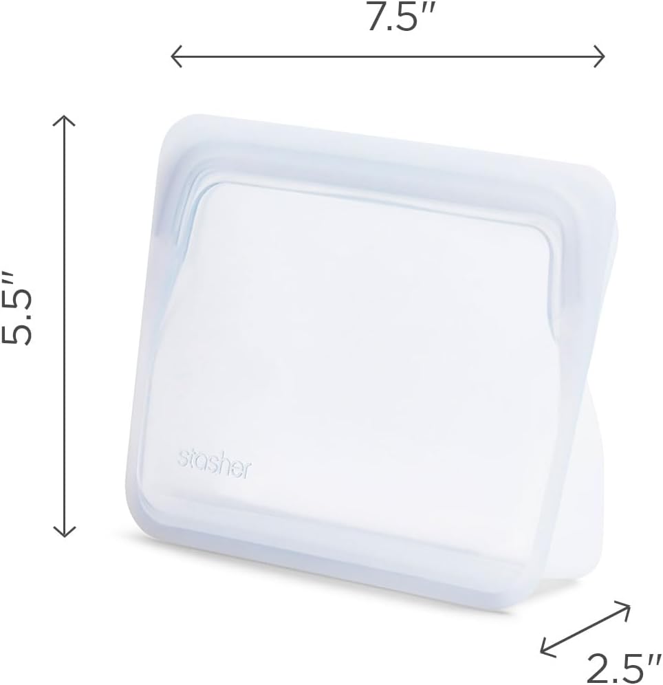 Stasher Premium Silicone Reusable Food Storage Stand-Up Mini Bag, Aqua, Microwave, Sous Vide, Dishwasher, Oven and Freezer Safe, BPA Free, Leak-free, Eco-friendly, 28 Oz