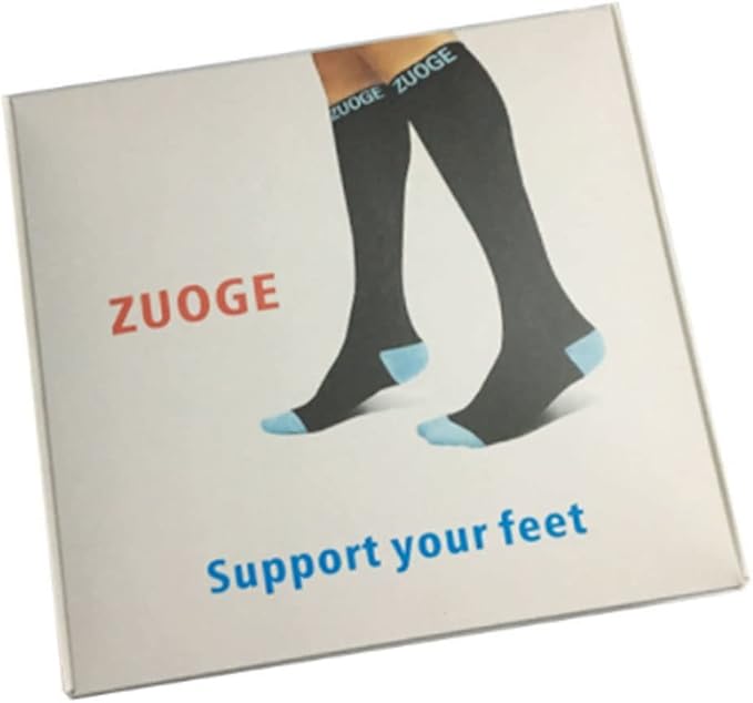 zuoge 6 Pairs Compression Socks Pack - Best Medical, Nursing, Travel & Flight Socks - Running & Fitness - 15-20mmHg