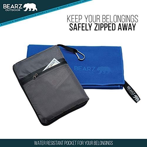 Microfiber Towel Set by BEARZ Outdoor. Microfiber Towels for Body, Workout Towel, Camp Towel, Yoga Towel, Sweat Towel, Microfiber Beach Towel, Travel Towel. Fast Drying & Compact. Free Face Towel