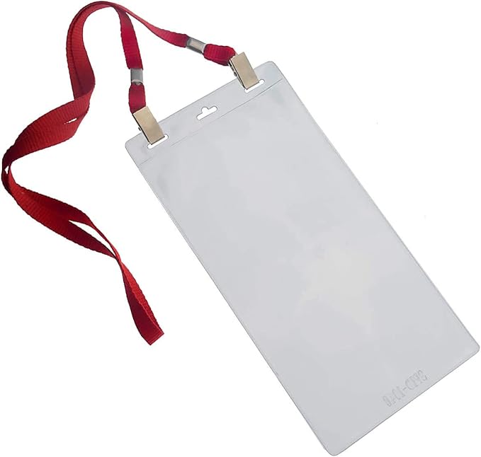 Bulk 25 Pack - 4 x 8 Inch Extra Large Ticket & Event Credential Badge Holders with Double Sided Lanyards with Two Bulldog Clips, by Specialist ID (Assorted Colors)