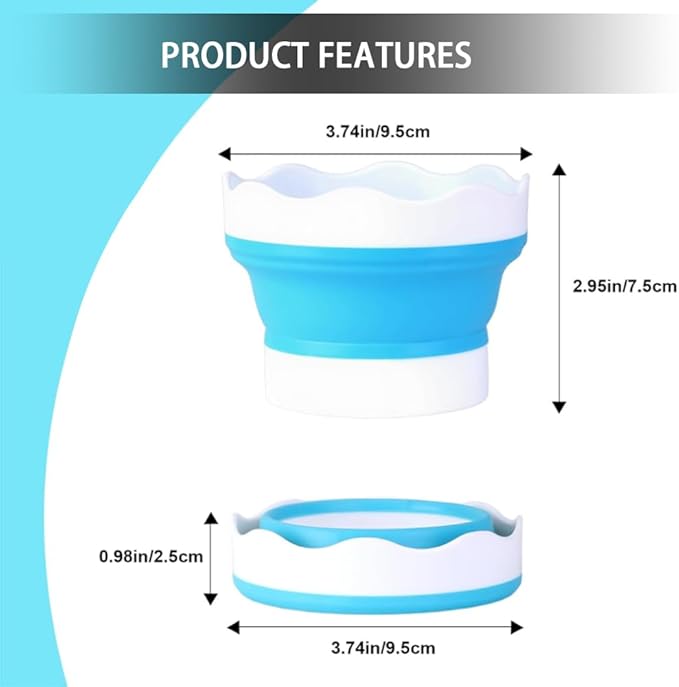 4 PCS Collapsible Paint Brush Washer Multifunctional Collapsible Bucket Foldable Water Cup Portable Silicone Washing Bucket Brush Holder Mini Foldable Washing Buckets for Watercolor Oil Painting