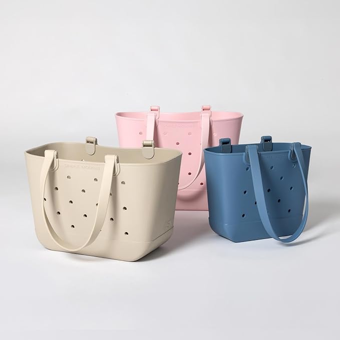Simple Modern Large Beach Bag | Waterproof Getaway Rubber Tote with Zipper Pocket for Travel, Pool, Boat, Groceries, Sports | Supersonic Blue