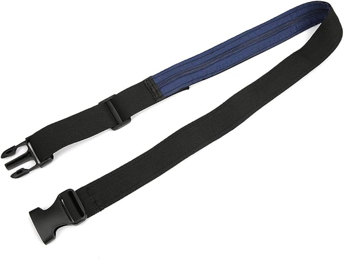 Anti Theft Money Belt with Zippered Concealed Pocket, Sports Waist Bag for Running Outdoor Travel, Black Polyester Wallet Belt with Secure Release Buckle for Men Women (3CM)