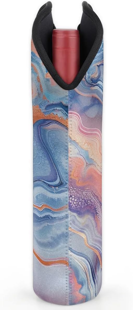 Wine Carrier Tote Personalized Bag for 2 Bottles - Neoprene Wine Bottle Holder with Carry Handle, Wine Protective Bag Insulated Bag Beer Cans Water Bottle Holder for Travel Picnic,Style26