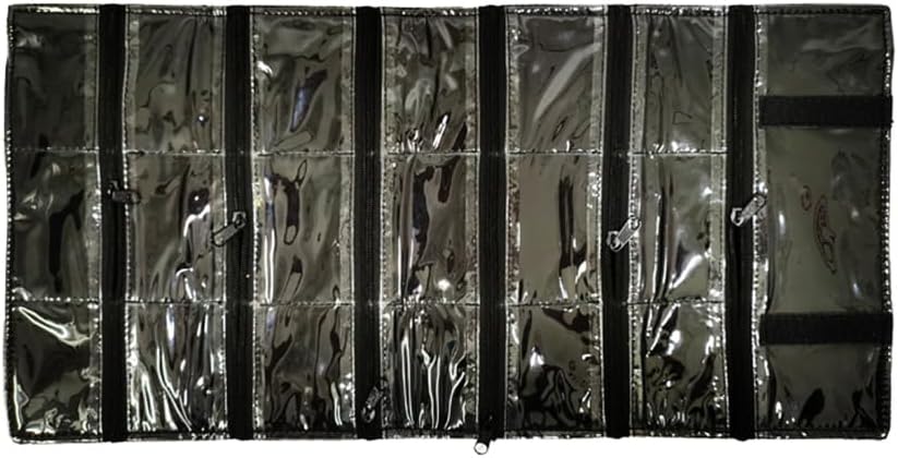 Travel Jewelry Roll Bag Portable Organizer Pouch With Grids&PVC Cover Storage Bags for Necklace, Bracelet, Bracelet,Ring, Badge, Pendant