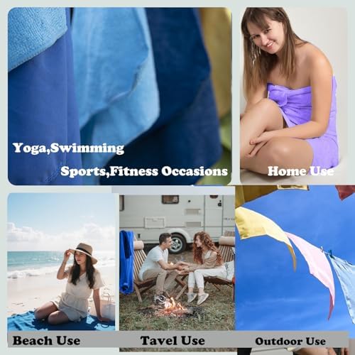 Reusable Quick Dry Beach Towels,Microfiber Travel Towel,Compressed Lightweight Bath Towel for Beach Hiking Gym Yoga Travel Sports Swimming Camping(Violet Purple, 43"*69")