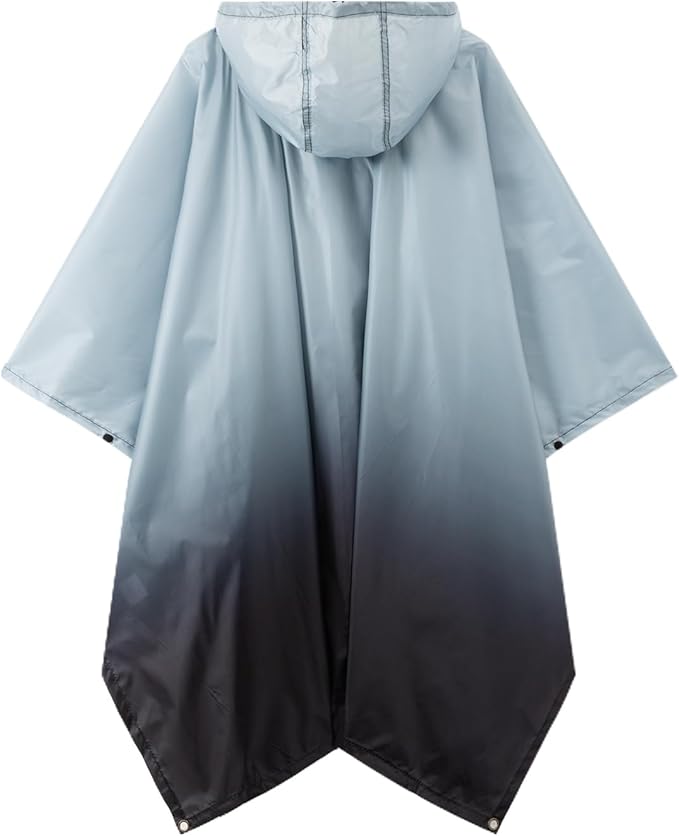 Hooded Rain Poncho for Adults - Waterproof Rain Coat and Lightweight Jacket 3-in-1 Multi-Function with Pockets