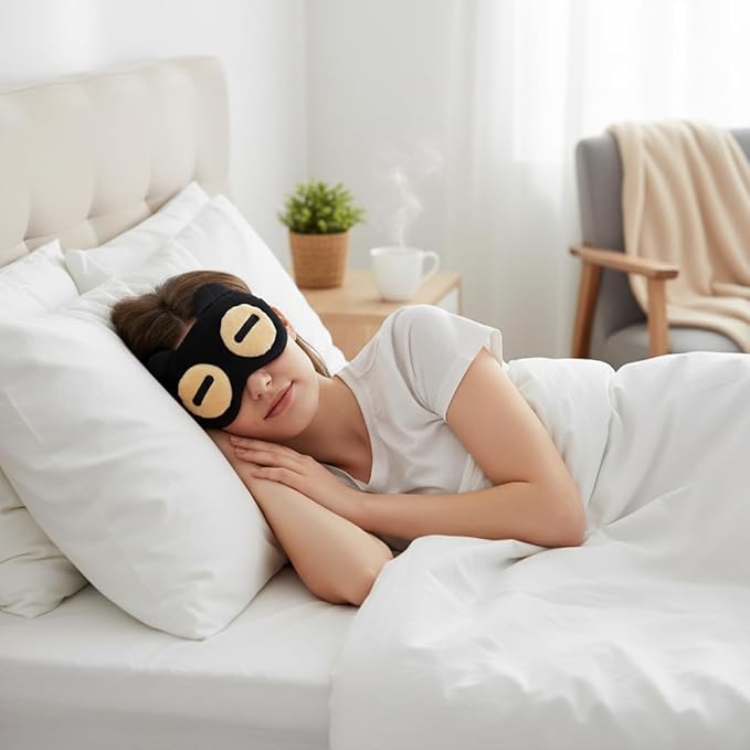 2PCS Cat Eye Sleep Mask for Sleeping, Soft Light Weight Eye Cover with Adjustable Strap,Funny Sleep Mask for Kids Women Men Travel Nap Blindfold Game(Half Closed Eyes+Closed Eyes)