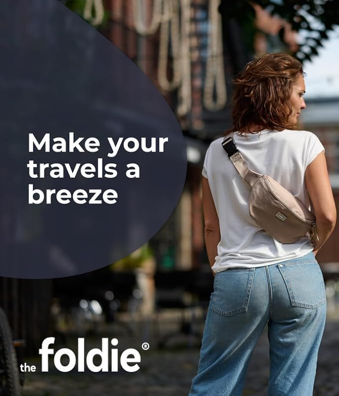 The Foldie Foldable Crossbody Bags for Women & Men - Anti-Theft RFID-Safe Fanny Pack with Smart Lockable Zippers and Cut-Resistant Strap - Lightweight Waist Pack for Travel & Everyday Use - Yellow