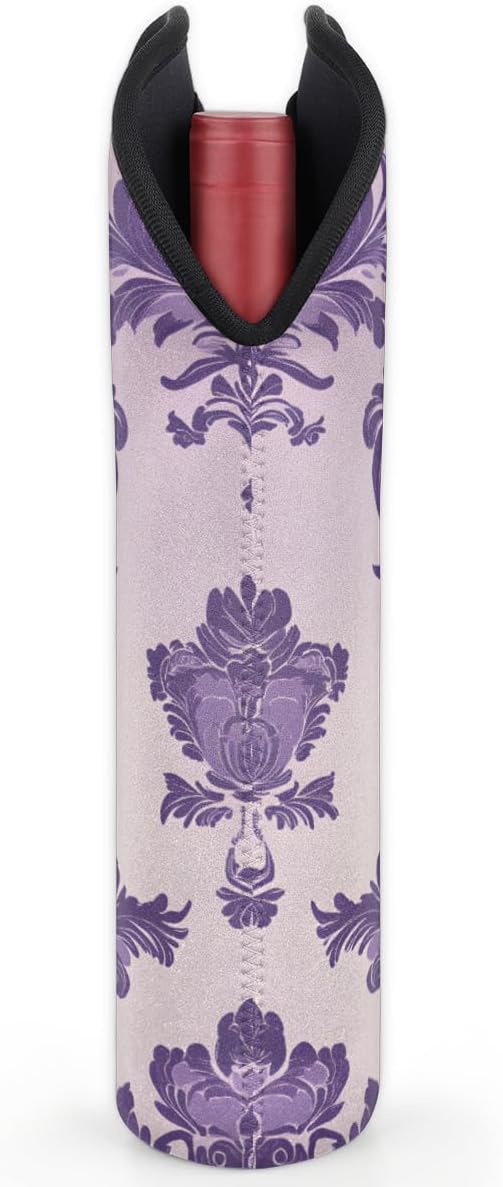 Neoprene Wine Tote, Bottle Carrier Gag Insulating Neoprene Thicker, Insulated Wine Bag for Travel Holds Two Bottles, Bottle Carrier Bags Protect the Bottles, Purple Totem