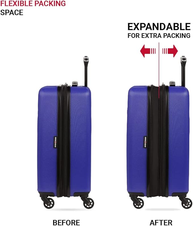 SwissGear 8018 Expandable Luggage Set, 3-Piece Hardside Luggage Set with Spinner Wheels