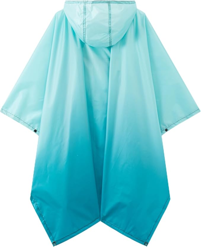 Hooded Rain Poncho for Adults - Waterproof Rain Coat and Lightweight Jacket 3-in-1 Multi-Function with Pockets