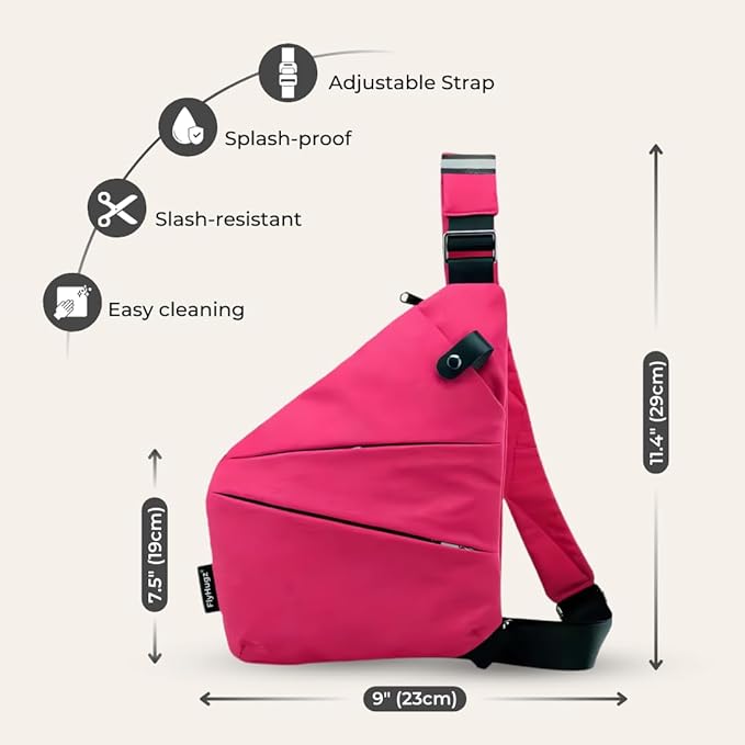FlyHugz Anti-Theft Crossbody Sling Bag for Travel - Gray Canvas, Multi-Pocket Design for Men & Women, Water-Resistant