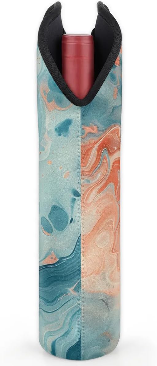 Wine Carrier Tote Personalized Bag for 2 Bottles - Neoprene Wine Bottle Holder with Carry Handle, Wine Protective Bag Insulated Bag Beer Cans Water Bottle Holder for Travel Picnic,Style25