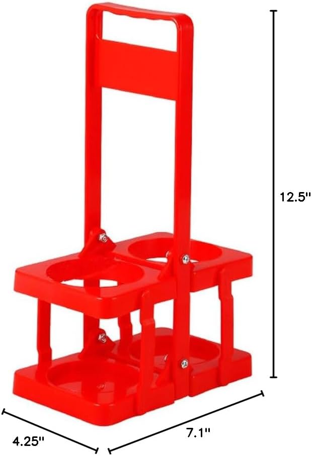 Portable Plastic Drink Carrier,Reusable Red Beer Bottle Coffee Cup Holder,Tea Bottle Drink Caddy for Delivery,2 Holes Cup Holders with Handle for Catering Restaurant Travel Car
