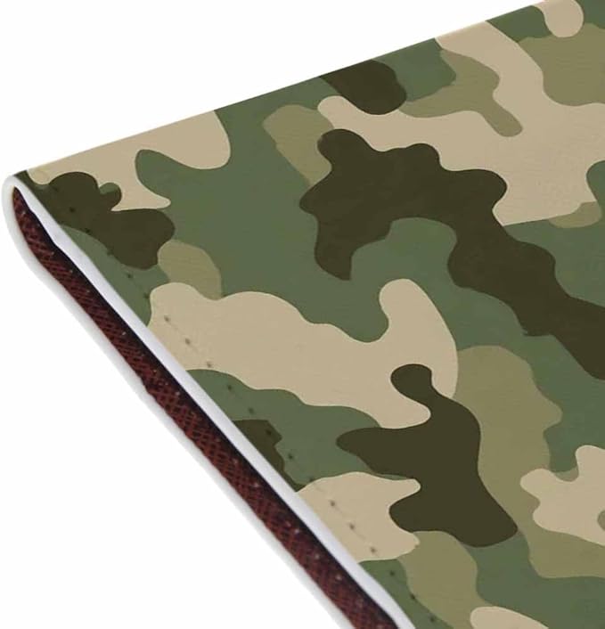 Camouflage Passport Holder for Travel Green Beige Camo Print PU Leather Passport Cover Wallet Cute Passport Card Holder for Women and Men