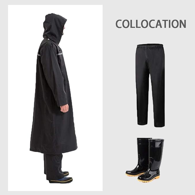 Pahajim Mens Raincoat with Hood Long Waterproof Ponchos Lightweight Rain Jacket for Women Adults