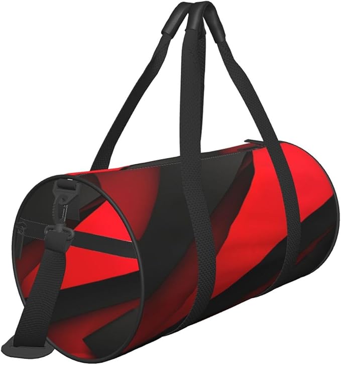 Red Black Sports Gym Bag for Women Men Travel Duffel Bag Tote Weekender Bag Canvas Carry on Overnight Bag for Travel Swimming Fitness Workout Sports Duffle Bag