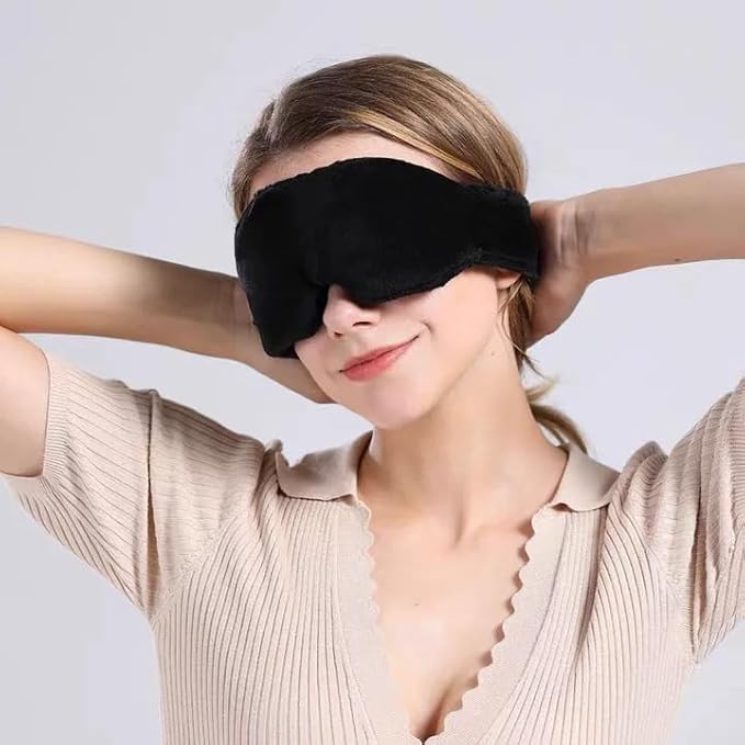 3D Eye Mask for Side Sleeper Men & Women, Soft Breathable Zero Eye Pressure Light Blocking Night Blindfold with Adjustable Strap for Travel, Black