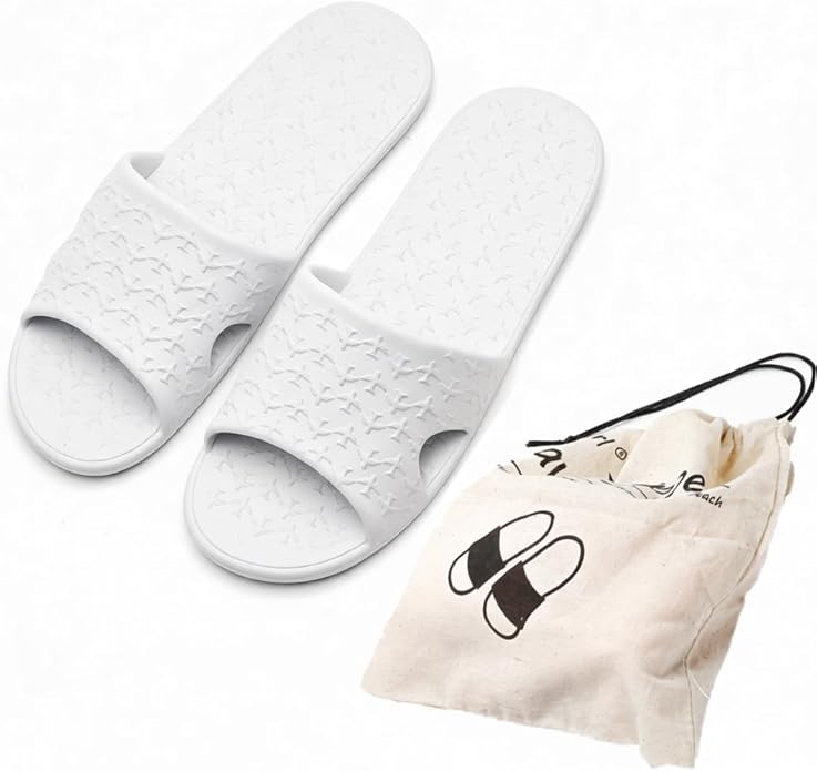 Anmerl Travel Slippers for Women and Men, Portable Foldable Slippers with Cotton Storage Bag, Soft Comfy Non-Slip Quick Dry House Bathroom Shower Shoes Spa Gym Swimming Beach Sandals