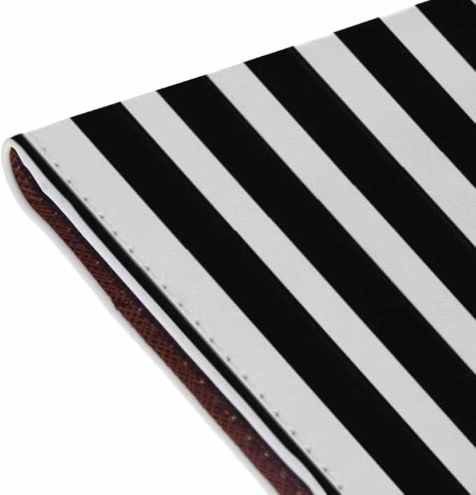 Striped Passport Holder for Travel Black and White Simple Abstract Geometry PU Leather Passport Cover Wallet Cute Passport Card Holder for Women and Men