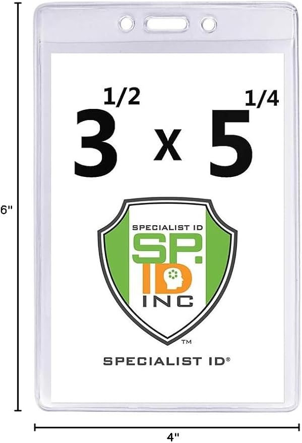 Premium Heavy Duty 3 1/2" X 5 1/4" Extra Large Event Badge Holder (4X6 Outside) by Specialsit ID, Sold Individually