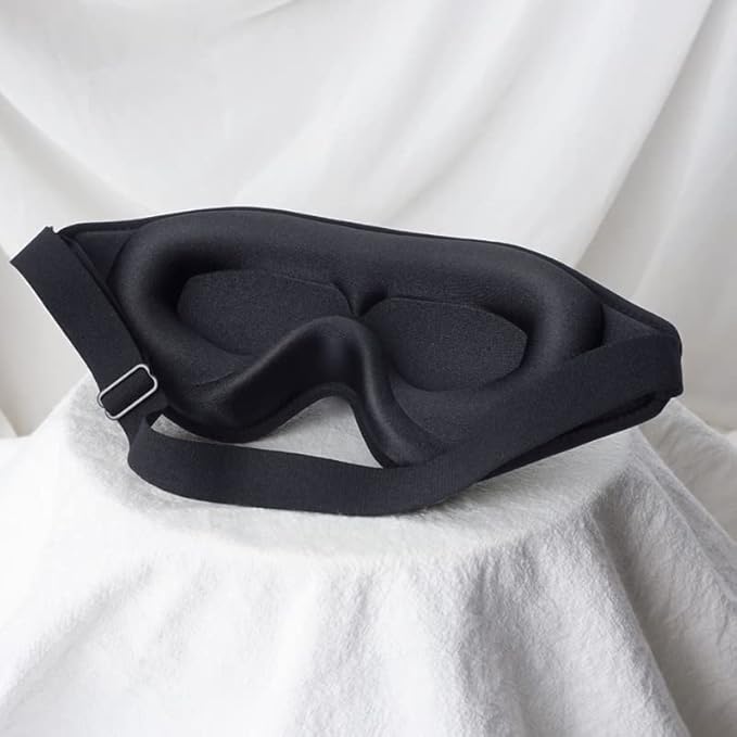 3D Sleep Mask for Side Sleepers, Memory Foam Eye Mask for Sleeping, 100% Blackout, Breathable & Lightweight, Adjustable Strap, No Pressure on Eyes, Soft Travel Sleep Mask for Men & Women Black