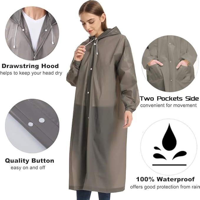 Besshopie EVA Raincoat Waterproof Rain Poncho Reusable Unisex Men Women Long Clear Rain Wear