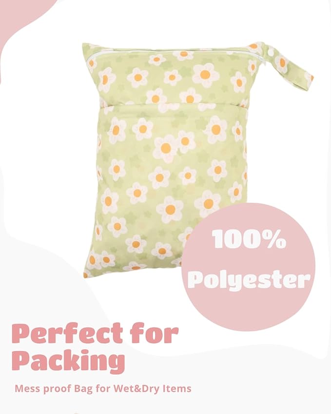 Wet Dry Bags Two Zipper Pockets Travel Beach Pool Reusable Waterproof Yoga Gym Bag for Baby Cloth Diaper Swimsuits Wet Clothes 3 Pack 3L10