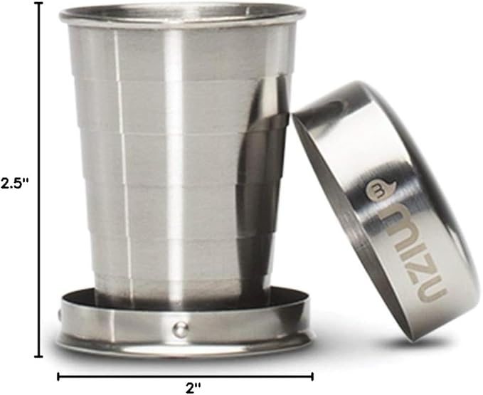 Mizu - Collapsible Shot Glass | 2 oz. Stainless Steel | Bpa Free (W02AMZASGNS)