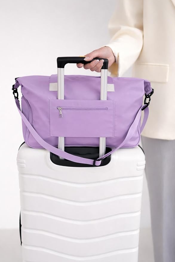 J&G Waterproof Gym Duffel Bag – Lightweight Travel & Sports Bag with Shoe Compartment and Wet Pocket for Men & Women – Carry-On Weekender for Gym, Beach, Trips – 8 Colors (Light Purple)