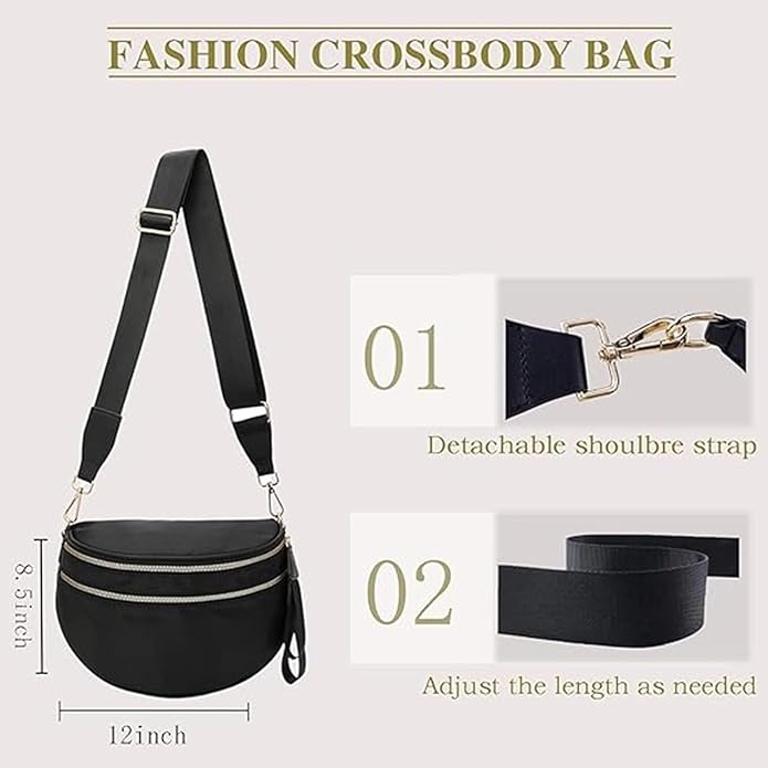 Crossbody Bags For Women,Waterproof Oxford Bum Bag with Adjustable Strap,Large Capacity Travel Purse