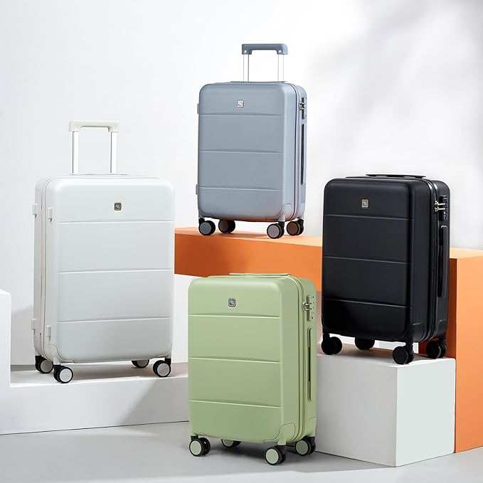 Hanke 24 Inch Checked Luggage with Spinner Wheels Hard Shell Suitcases Lightweight Travel TSA Luggage for Women Men Medium Suitcase(Bamboo Green)