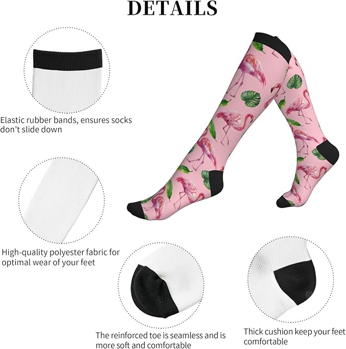Compression Socks Knee High Circulation Support Socks For Women Men Athletic Running Work Hiking Cycling Travel