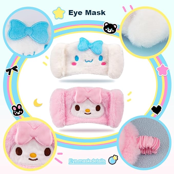 Kawaii Anime Plush Sleep Eye Mask, Cute Cartoon Animal Blackout Sleeping Eye Cover for Girls Women Kids (Dog)