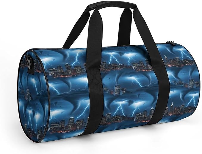 Travel Duffle Bag Chicago City Tornado Storm Weather Pattern Carry On Weekender Bags Foldable Overnight Bag Workout Lightweight Bags
