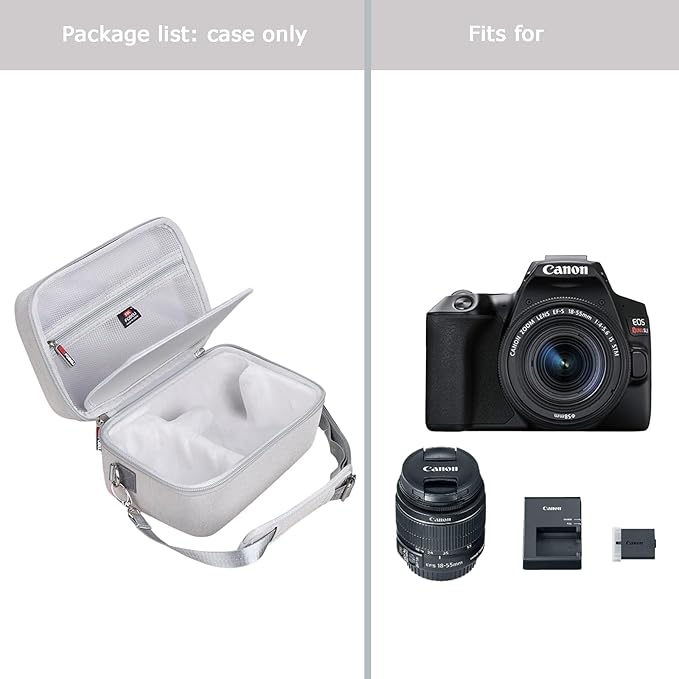 FBLFOBELI EVA Travel Storage Case for Canon EOS Rebel T7 / T8i / T5 / R50 / R100 DSLR Camera with 18-55mm Lens, Camera Protective Waterproof Carrying Bag (Case Only) (Gray)