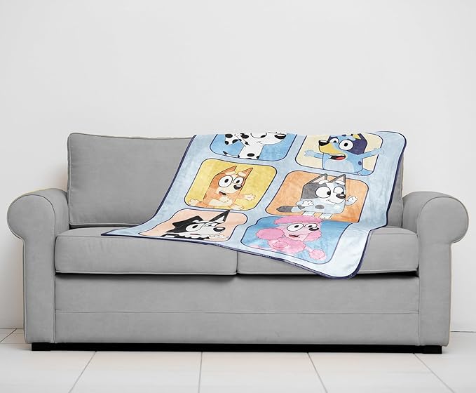 Bluey & Friends Plush Travel Throw Blanket - Measures 40 x 50 Inches Super Soft & Cozy Travel Accessories