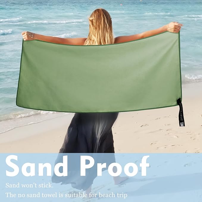 Microfiber Travel Towel, Soft Lightweight Quick Dry Towel, Super Absorbent Compact Travel & Sports & Beach Towels for Camping, Backpack, Gym, Swimming, Yoga, Hiking (XS:12"×24" -Olive Green)