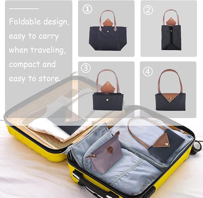 Women Tote Bag,Stylish Waterproof Nylon Ladies Shoulder Bag, Folding Beach Travel Bag for Work,Shopping, Large