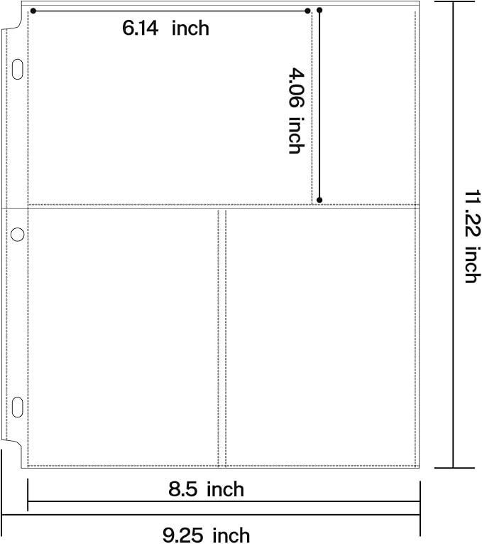 MaxGear 60 Pack 4x6 Photo Sleeves for 3 Ring Binder (360 Pictures), Heavy-Duty Archival Page Protectors, 3-Pocket Clear Photo Album Refill Pages, Plastic Seed Binder Pages 8.5x11, Postcard Sleeves