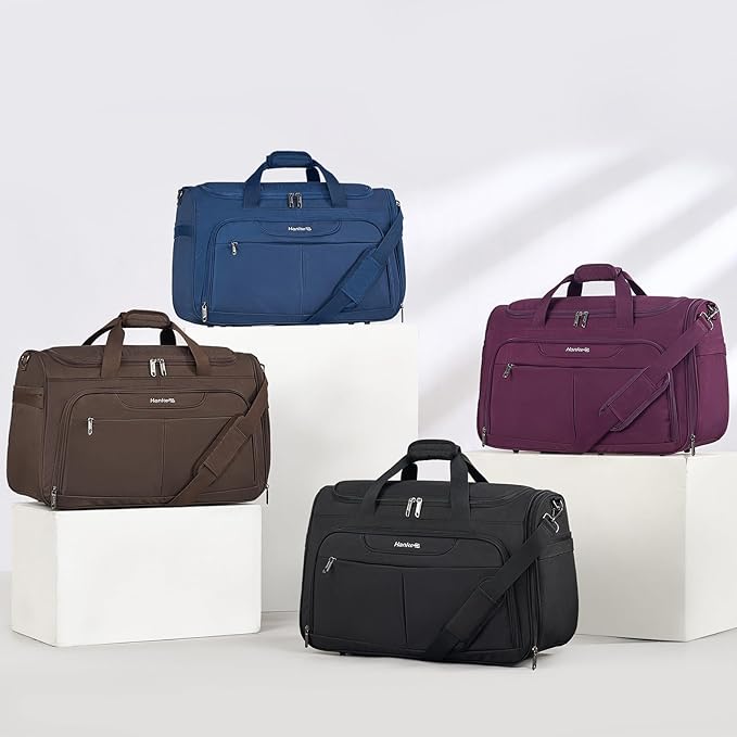 Hanke Carry On luggage Bags for Travel, Large Foldable Duffle Bag for Travel, Softside Lightweight Travel Bag Carry On Bags for Airplanes Women, Travel Tote Bags for Women Men.(Purple)