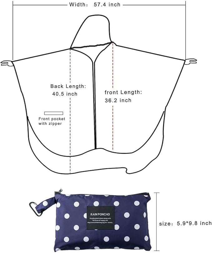 NUUR Rain Poncho for Women Adults Unisex Hooded Zipper Raincoat Waterproof Reusable Hiking Rain Coat with Pockets