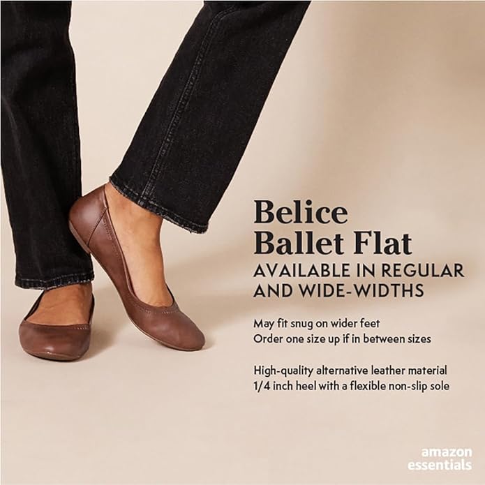Amazon Essentials Women's Belice Comfortable Slip-On Ballet Flats Shoes