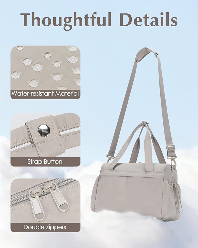 Small Gym Bag, Mini Gym Bag for Women with Yoga Mat Holder and Wet Compartment, Cute Mini Puffer Duffle Bag with Water Bottle Pocket for Workout Yoga Dance, Puffer Camel