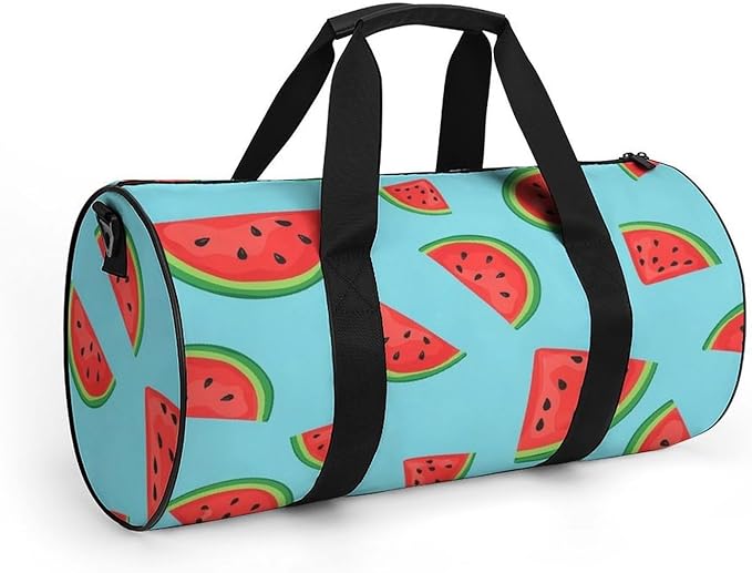 Unisex Foldable Gym Bag Watermelon Blue (2) Lightweight Travel Sports Bag Workout Yoga Dance Bags Overnight Weekender Bags