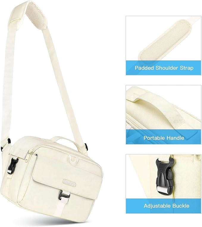MOSISO Camera Shoulder Bag Case Crossbody Sling Purse, DSLR/SLR/Mirrorless Compact Padded Photography Handbag with Rain Cover Compatible with Canon/Nikon/Sony Cameras and Lenses, Beige